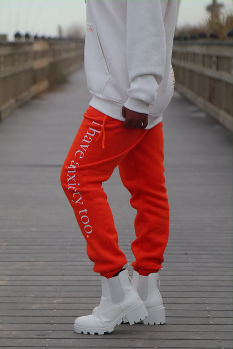 "i have anxiety too." Creamsicle Hoodie Set