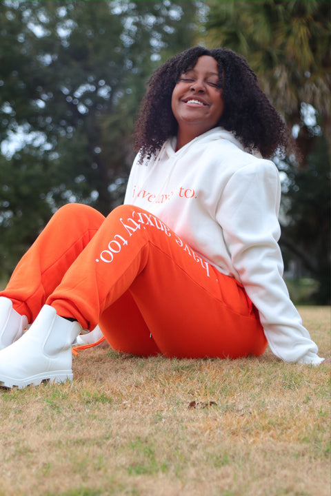 "i have anxiety too." Creamsicle Hoodie Set