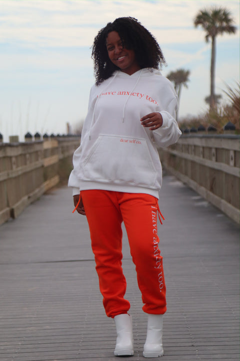 "i have anxiety too." Creamsicle Hoodie Set