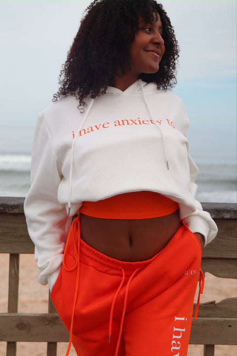 "i have anxiety too." Creamsicle Hoodie Set