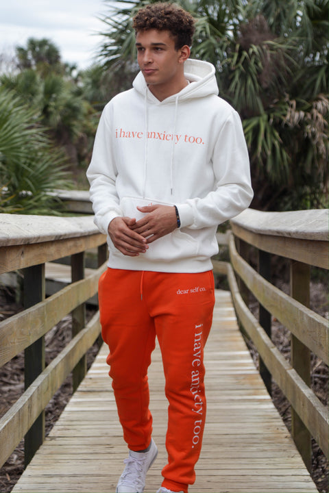 "i have anxiety too." Creamsicle Hoodie Set